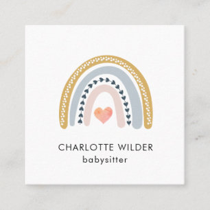 Schattigee Boho Rainbow Babysitter Visitekaartje