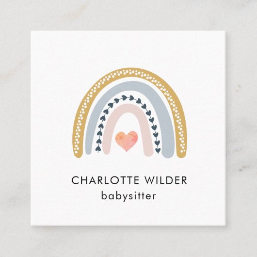 Schattigee Boho Rainbow Babysitter Visitekaartje (Voorkant)