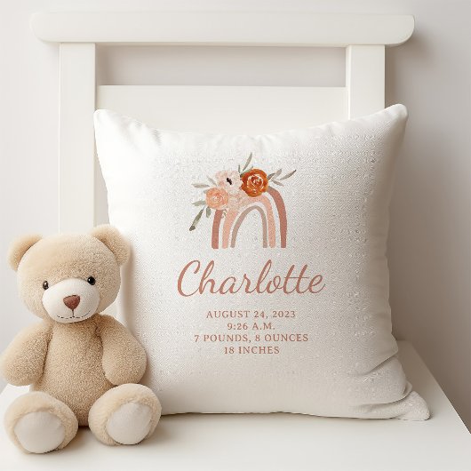 Schattigee Boho Rainbow | Geboortestatistieken van Kussen