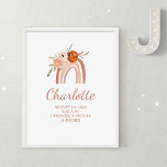 Schattigee Boho Rainbow | Geboortestatistieken van Poster<br><div class="desc">Dit schattige,  genderneutrale poster met geboortestatistieken van de baby heeft een schattige,  neutrale terracotta regenboog met bijpassende boho waterverf op een eenvoudige witte achtergrond. Voeg de naam van je baby toe in trendy modern script en voeg alle geboortestatistieken van de pasgeborene toe.</div>