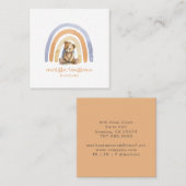 Schattigee Boho Rainbow kinderopvang Vierkante Visitekaartje (Voorkant / Achterkant)