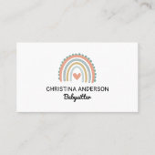 Schattigee Boho Rainbow Pastel Heart Babysitter Visitekaartje (Voorkant)