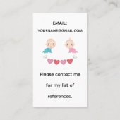 Schattigee Boho Rainbow Pastel Hearts Babysitter Visitekaartje (Achterkant)