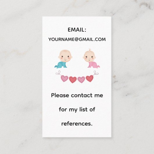 Schattigee Boho Rainbow Pastel Hearts Babysitter Visitekaartje (Achterkant)