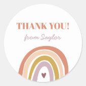 Schattigee Boho Regenboog Blush Peach Verjaardag Ronde Sticker (Voorkant)