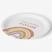 Schattigee Boho regenboog perzik blush verjaardag Papieren Bordje (Gekanteld)