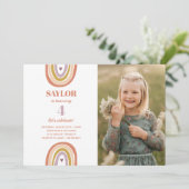 Schattigee Boho regenboog perzik foto Verjaardag Kaart (Staand voorkant)