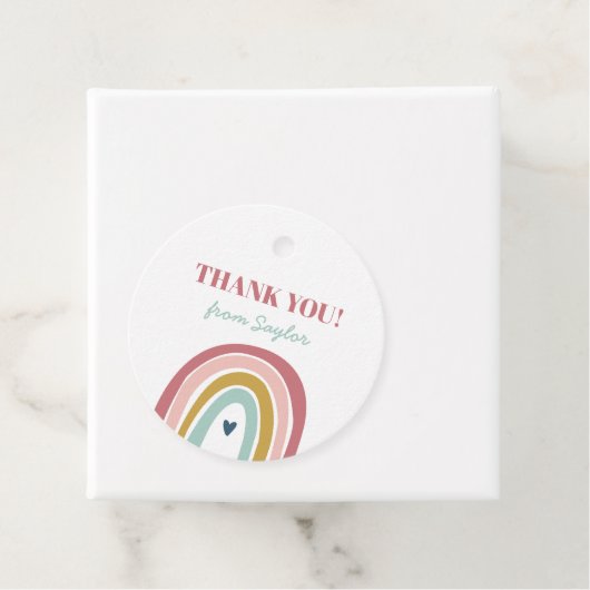 Schattigee Boho regenboog roze Verjaardag Bedankjes Labels (In situ)