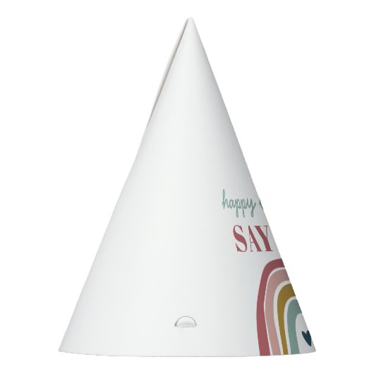 Schattigee Boho regenboog roze Verjaardag Feesthoedjes (Links)