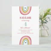 Schattigee Boho regenboog roze Verjaardag Kaart (Staand voorkant)