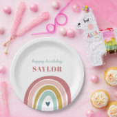 Schattigee Boho regenboog roze Verjaardag Papieren Bordje (Feest)