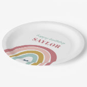 Schattigee Boho regenboog roze Verjaardag Papieren Bordje (Gekanteld)