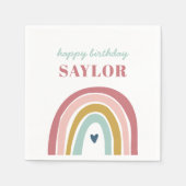 Schattigee Boho regenboog roze Verjaardag Servet (Voorkant)