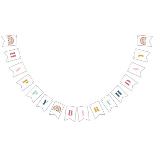 Schattigee Boho regenboog roze Verjaardag Vlaggetjes