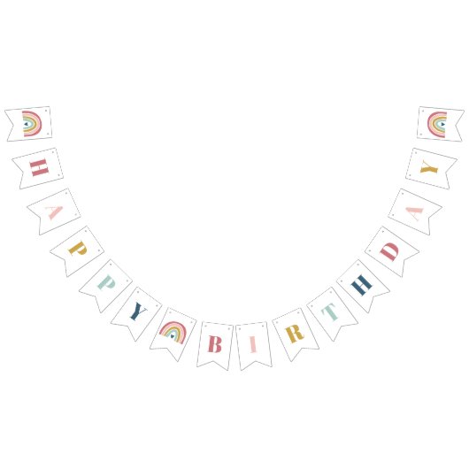 Schattigee Boho regenboog roze Verjaardag Vlaggetjes (Alle)