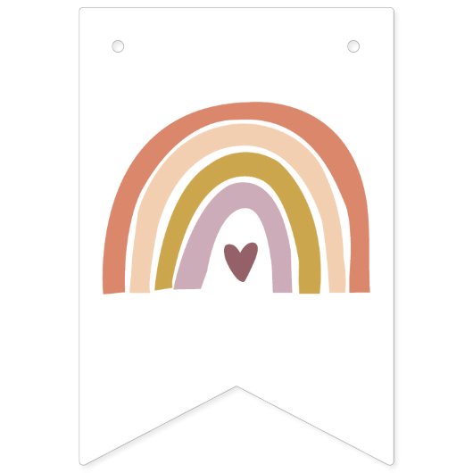 Schattigee Boho Regenboogperzik Verjaardag Vlaggetjes (Eerste vlag)