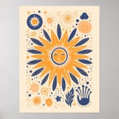 Schattigee Boho Retro Celestial Sun Poster (Voorkant)