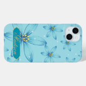 Schattigee boho retro glow Gepersonaliseerde blauw Case-Mate iPhone Case (Achterkant (horizontaal))
