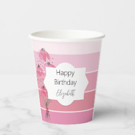 Schattigee Boho Roze Waterverf Bloemen Papieren Bekers