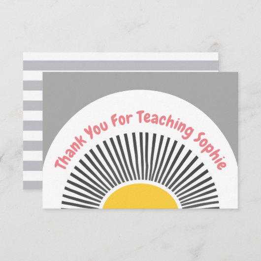 Schattigee Boho Sun Leraar Waardering Bedankkaart (Voorkant / Achterkant)
