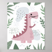 Schattigee Boho T-Rex Dinosaur Baby kamer kinderka Poster (Voorkant)