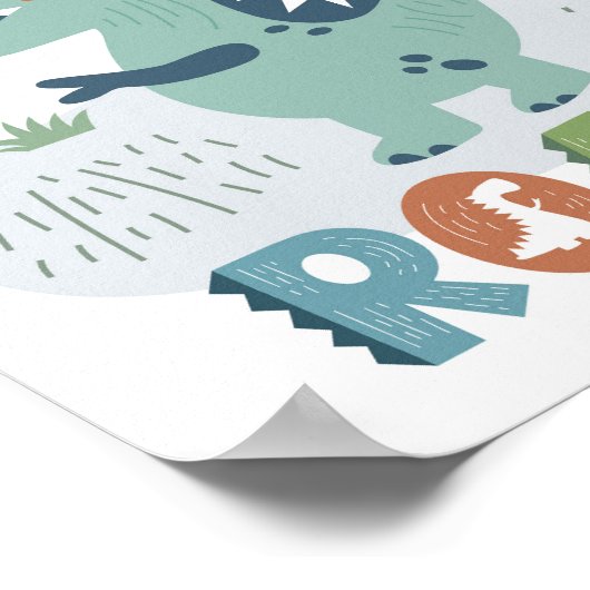 Schattigee Boho T-Rex Dinosaur Kinder kamer kinder Poster (Hoek)