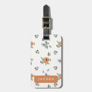 Schattigee Boho Terracotta Bloemen Groen Aangepast Bagagelabel
