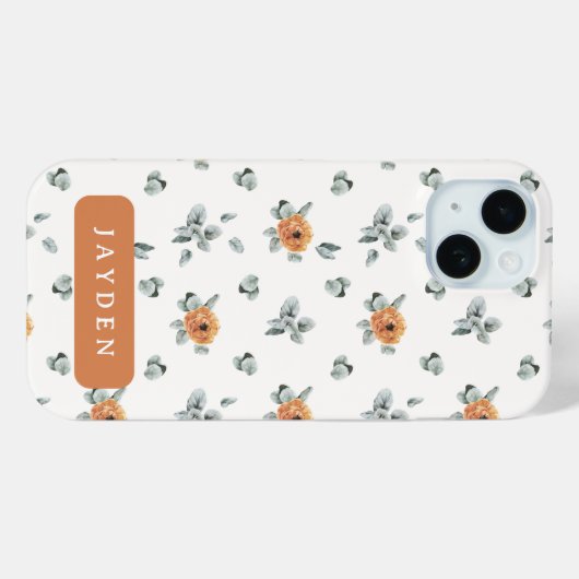 Schattigee Boho Terracotta Bloemen Groen Aangepast Case-Mate iPhone Case (Achterkant (horizontaal))