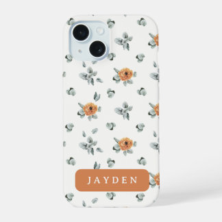 Schattigee Boho Terracotta Bloemen Groen Aangepast iPhone 15 Case