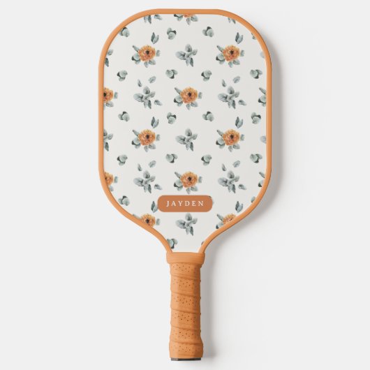 Schattigee Boho Terracotta Bloemen Groen Aangepast Pickleball Paddle (Voorkant)