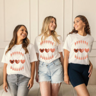 Schattigee Boho Valentijnsdag Hearts T-shirt