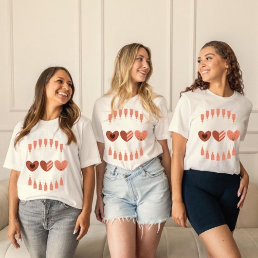Schattigee Boho Valentijnsdag Hearts T-shirt