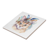 Schattigee boho waterverf hippie cat design tegeltje (Zijkant)