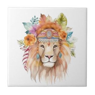 Schattigee Boho waterverf Hippie Lion Design Tegeltje