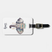 Schattigee boho waterverf hippie olifant ontwerp bagagelabel (Voorkant horizontaal)