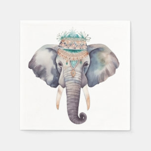 Schattigee boho waterverf hippie olifant ontwerp servet