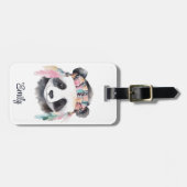 Schattigee boho waterverf hippie panda ontwerp bagagelabel (Voorkant horizontaal)