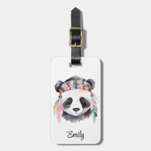 Schattigee boho waterverf hippie panda ontwerp bagagelabel
