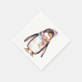 Schattigee boho waterverf hippie pinguïn ontwerp servet (Hoek)