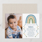 Schattigee Boho Waterverf Regenboog Foto Verjaarda Kaart (Voorkant / Achterkant)