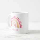 Schattigee Boho Waterverf Regenboog in Roze gepers Koffiemok (Voorkant links)