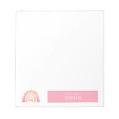 Schattigee Boho Waterverf Regenboog in Roze gepers Notitieblok (Voorkant)