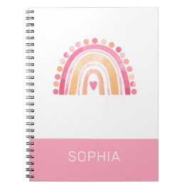 Schattigee Boho Waterverf Regenboog in Roze gepers Notitieboek