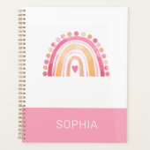 Schattigee Boho Waterverf Regenboog in Roze gepers Planner (Voorkant)