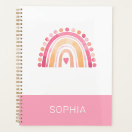 Schattigee Boho Waterverf Regenboog in Roze gepers Planner
