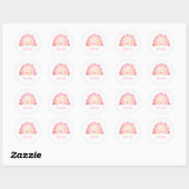 Schattigee Boho Waterverf Regenboog in Roze gepers Ronde Sticker (Vel)