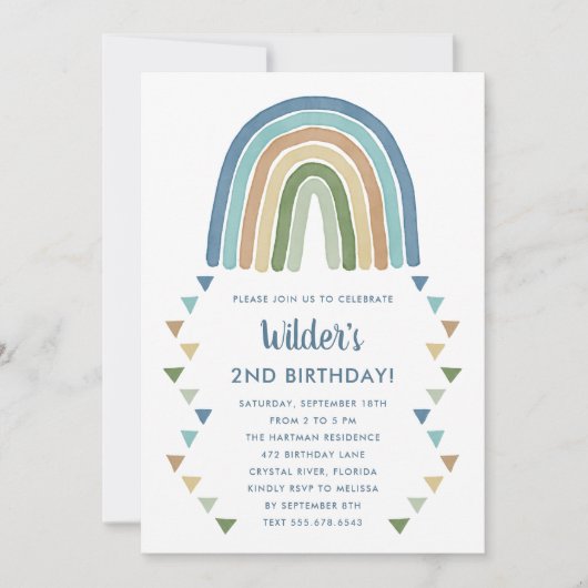 Schattigee Boho Waterverf Regenboog Verjaardag Bla Kaart (Voorkant)