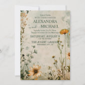 Schattigee boho weide kleine wilde bloem bruiloft kaart (Voorkant)