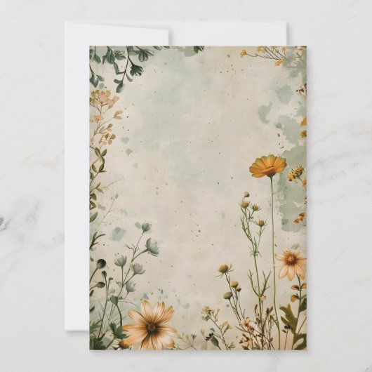 Schattigee boho weide kleine wilde bloem bruiloft kaart (Achterkant)