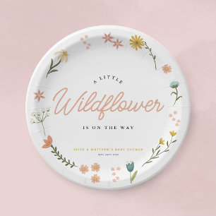 Schattigee Boho Wildflower Bloemen Meisjes Baby sh Papieren Bordje